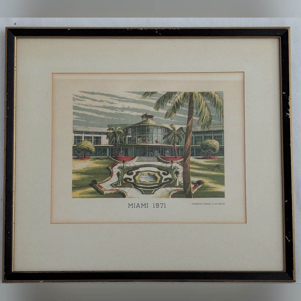 Vintage Miami 1971 Framed Travel Advertising Print